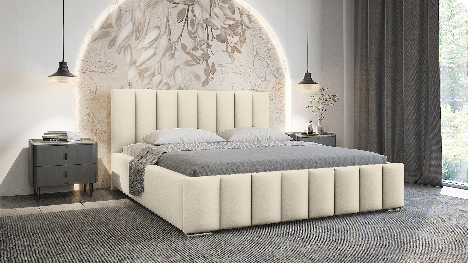ACTIE Opbergbed 180 x 200 - Teddy stof Creme | Navaro - Zonder Matras + Metaal incl. gasdrukveren