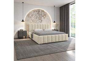 ACTIE Opbergbed 180 x 200 - Teddy stof Creme | Navaro - Zonder Matras + Metaal incl. gasdrukveren