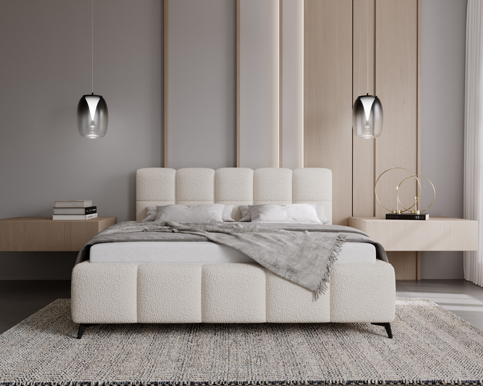 ACTIE Opbergbed 180 x 200 - Teddy stof Creme | Nola - Zonder Matras + Metaal incl. gasdrukveren