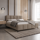 ACTIE Opbergbed 180 x 200 - Stof Donkerbeige | Nola - Zonder Matras + Metaal incl. gasdrukveren