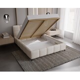 ACTIE Opbergbed 180 x 200 - Teddy stof Creme | Nola - Zonder Matras + Metaal incl. gasdrukveren