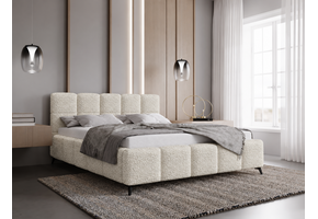 ACTIE Opbergbed 180 x 200 - Teddy stof Creme | Nola - Zonder Matras + Metaal incl. gasdrukveren