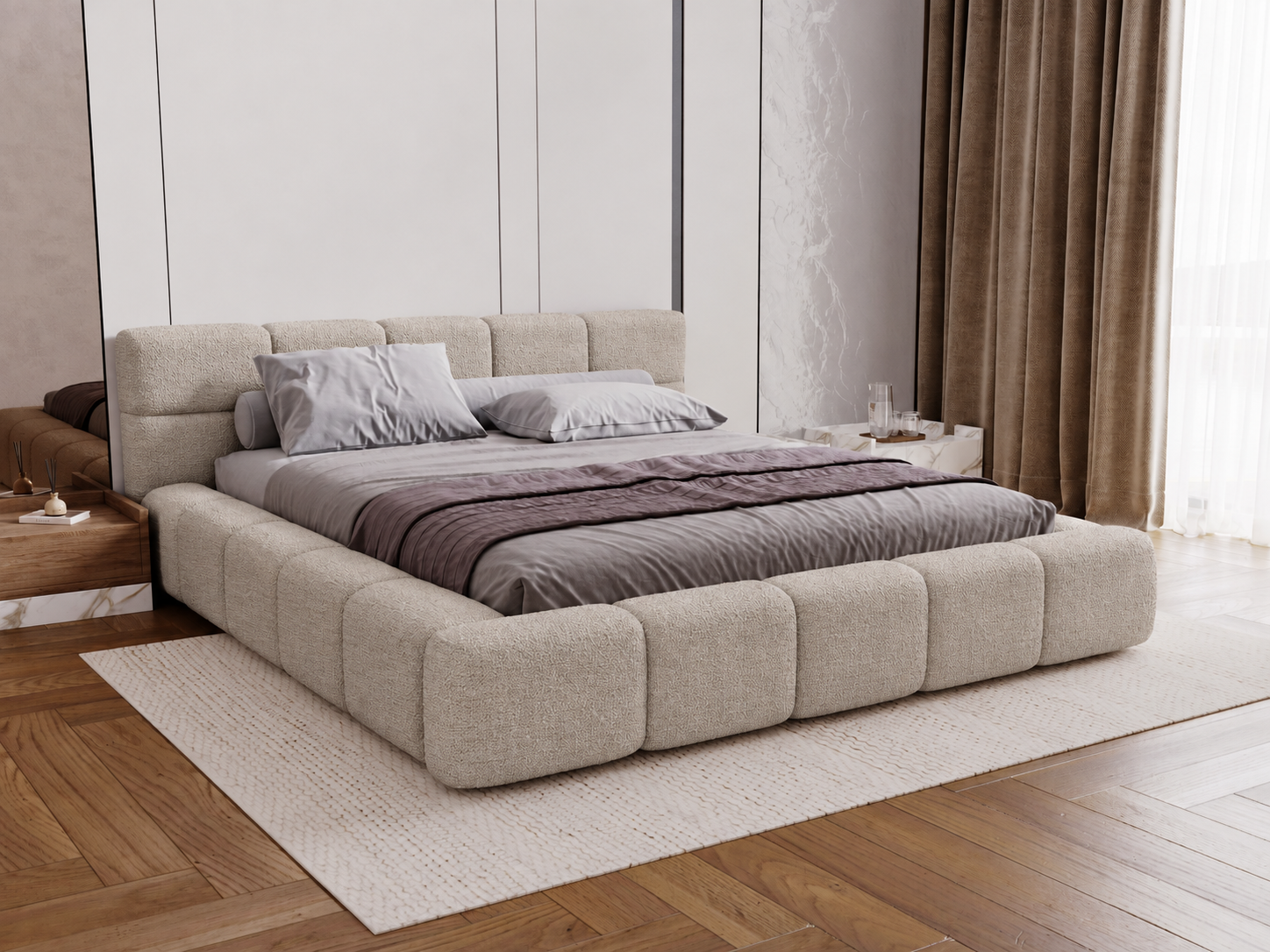 ACTIE Opbergbed 180 x 200 - Stof Beige | Coco - Zonder Matras + Metaal incl. gasdrukveren