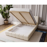 ACTIE Opbergbed 180 x 200 - Teddy stof Creme | Tara - Zonder Matras + Hout incl. mechanische veren