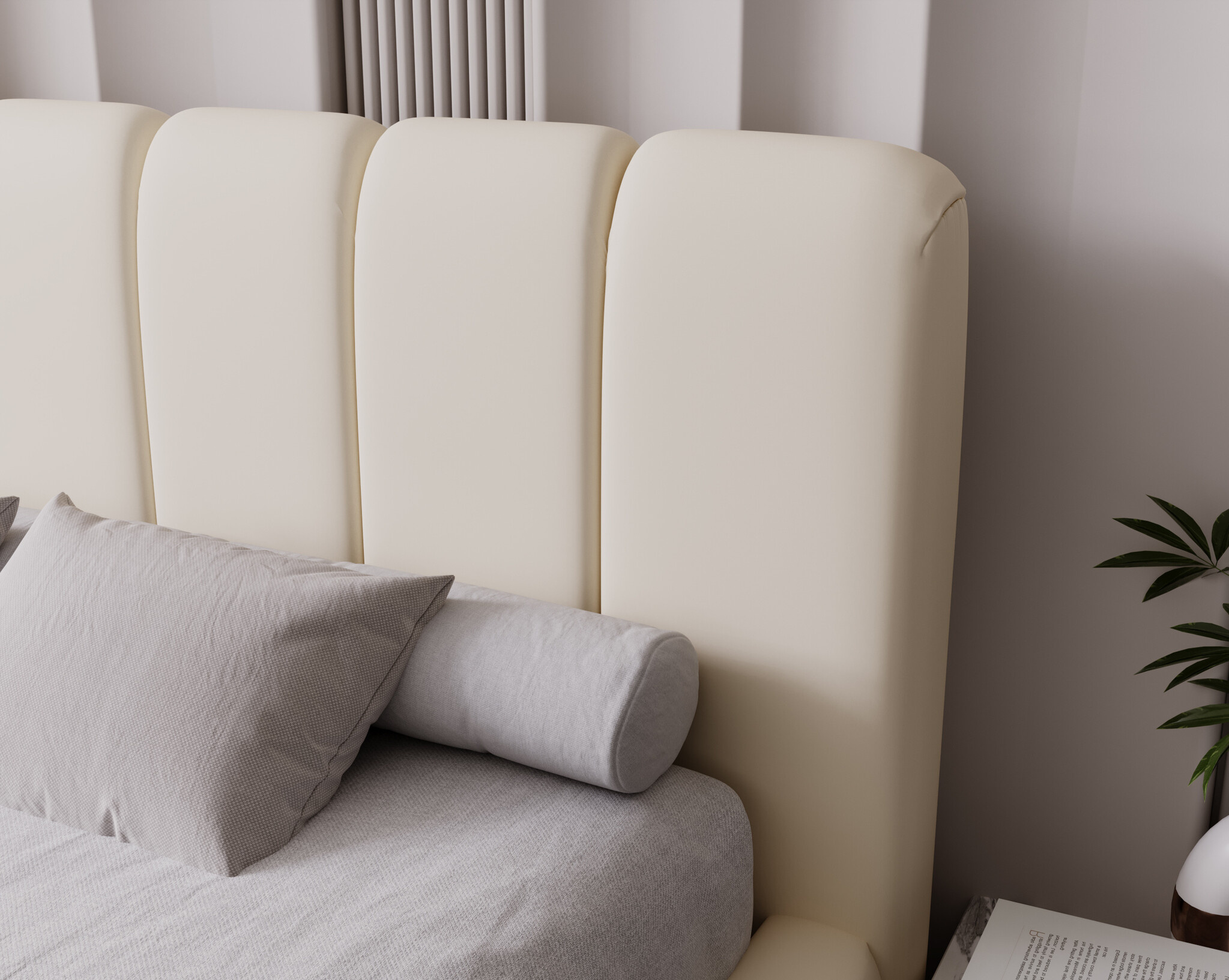 ACTIE Opbergbed 180 x 200 - Teddy stof Creme | Tara - Zonder Matras + Hout incl. mechanische veren