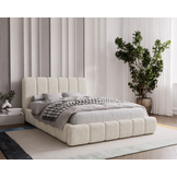 ACTIE Opbergbed 180 x 200 - Teddy stof Creme | Tara - Zonder Matras + Hout incl. mechanische veren