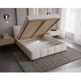 ACTIE Opbergbed 140 x 200 - Teddy stof Creme | Nola - Zonder Matras + Metaal incl. gasdrukveren