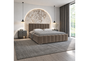 ACTIE Opbergbed 160 x 200 - Velvet Taupe | Navaro - Zonder Matras + Metaal incl. gasdrukveren
