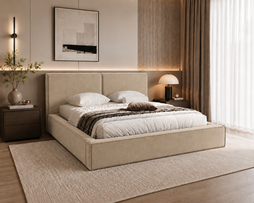 ACTIE Opbergbed 160 x 200 - Velvet Beige | Kaila - Zonder Matras + Metaal incl. gasdrukveren