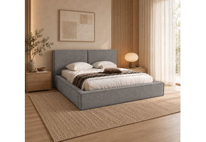 ACTIE Opbergbed 160 x 200 - Stof Grijs | Kaila - Zonder Matras + Hout incl. mechanische veren