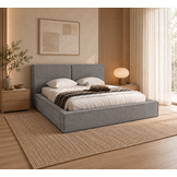 ACTIE Opbergbed 160 x 200 - Stof Grijs | Kaila - Zonder Matras + Hout incl. mechanische veren