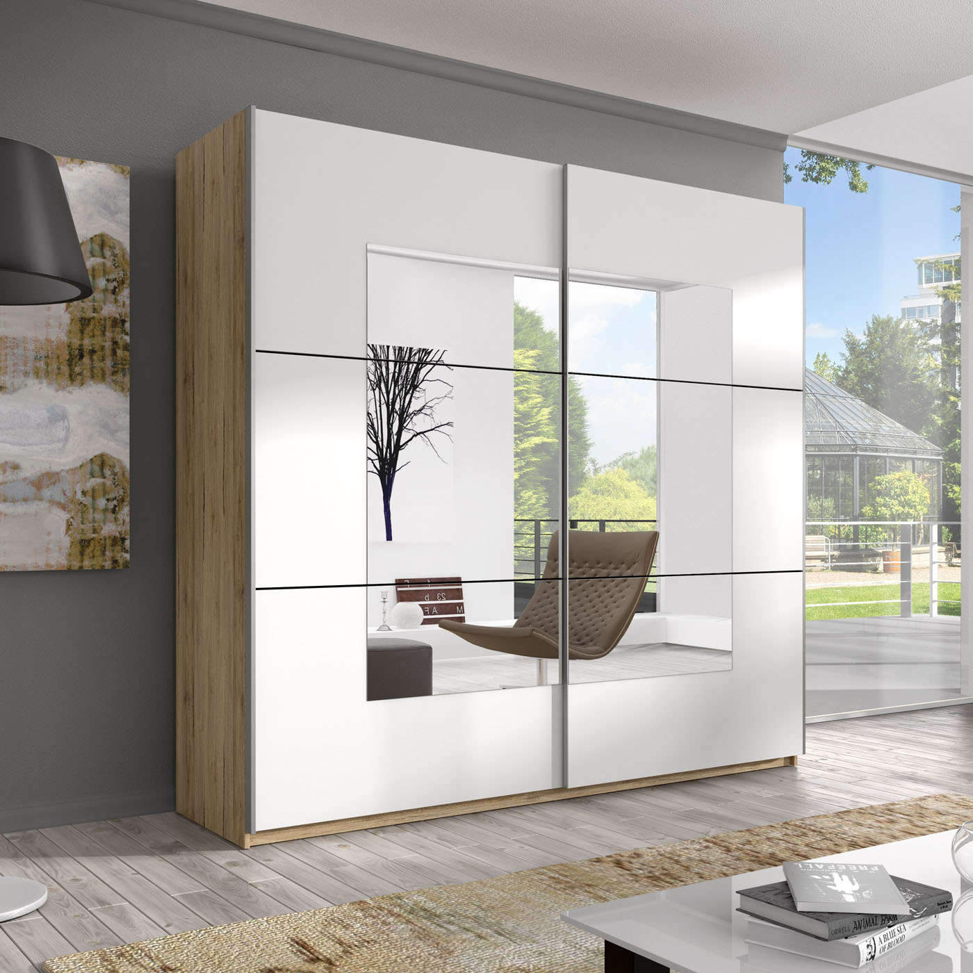 ACTIEDEAL Kledingkast Bern - 2-deurs incl. Spiegel - Naturel