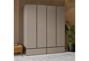 ACTIEDEAL Kledingkast Crotone - Taupe - 4-Deurs met Lades