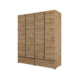 ACTIEDEAL Kledingkast Crotone - Eiken - 4-Deurs met Lades