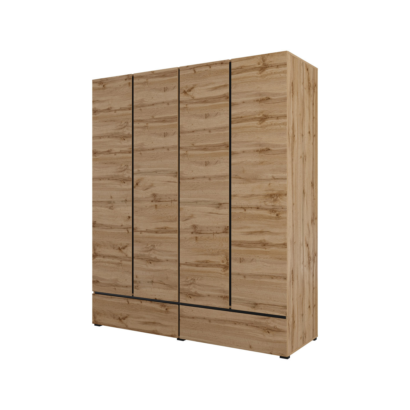 ACTIEDEAL Kledingkast Crotone - Eiken - 4-Deurs met Lades