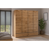 ACTIEDEAL Kledingkast Crotone - Eiken - 4-Deurs met Lades