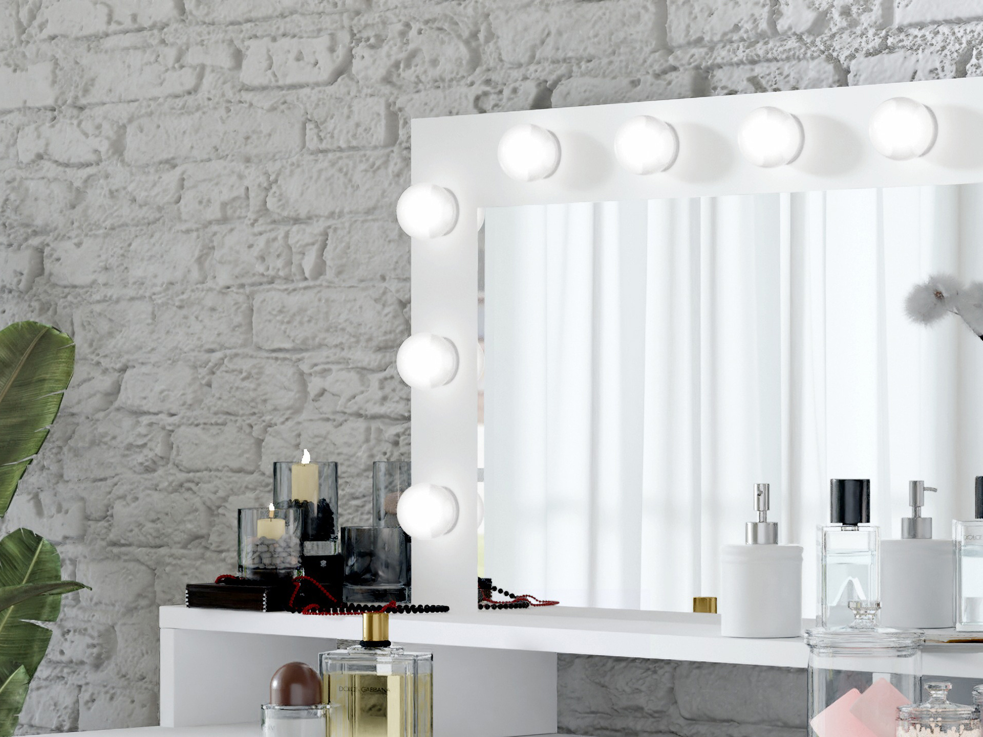 ACTIEDEAL Kaptafel Diana - Wit incl. Verlichting