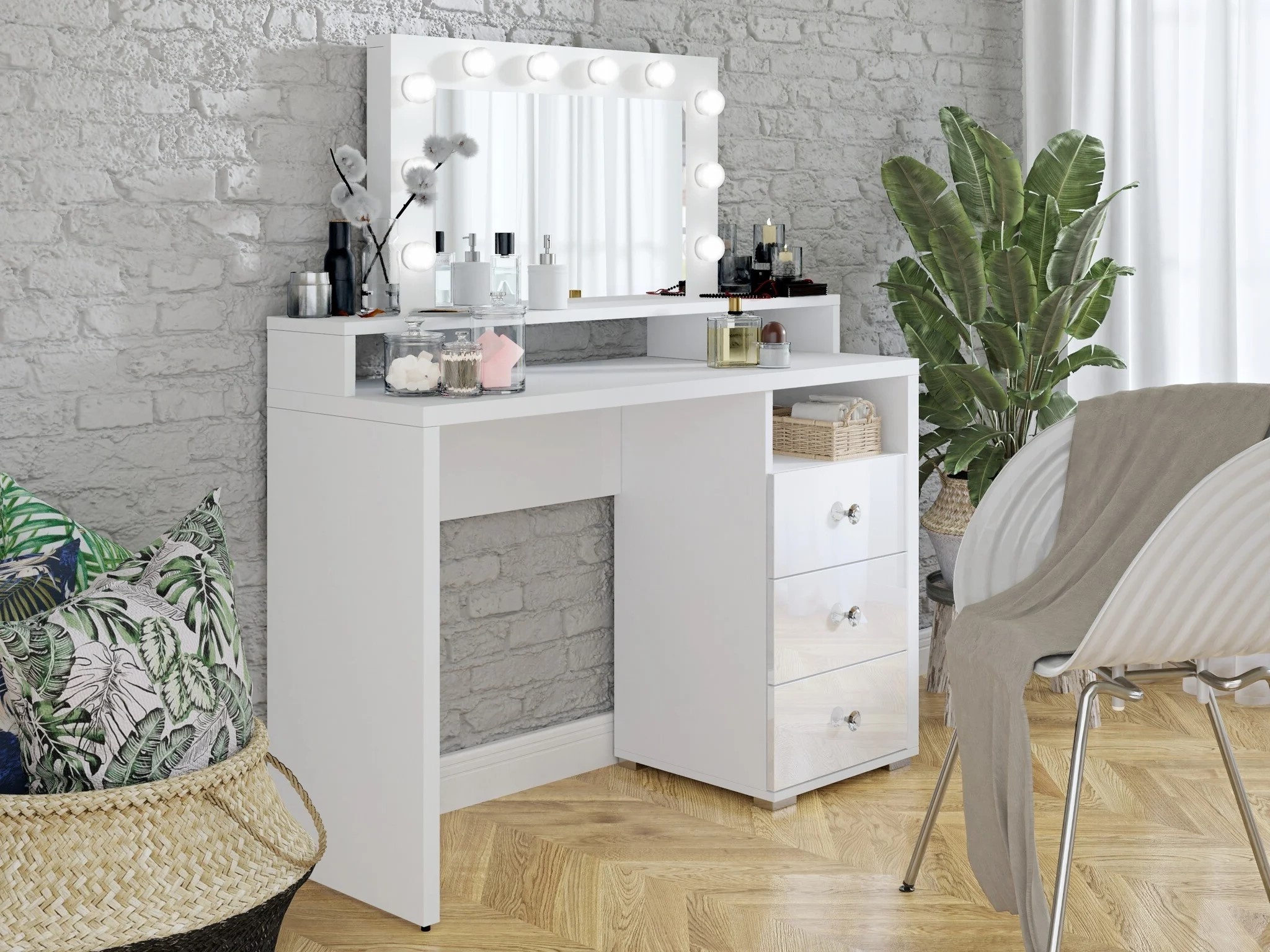 ACTIEDEAL Kaptafel Diana - Wit incl. Verlichting