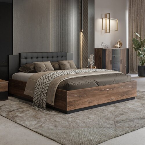 ACTIEDEAL Houten Bed 160 x 200 - Bruin | Siena incl. Lattenbodem