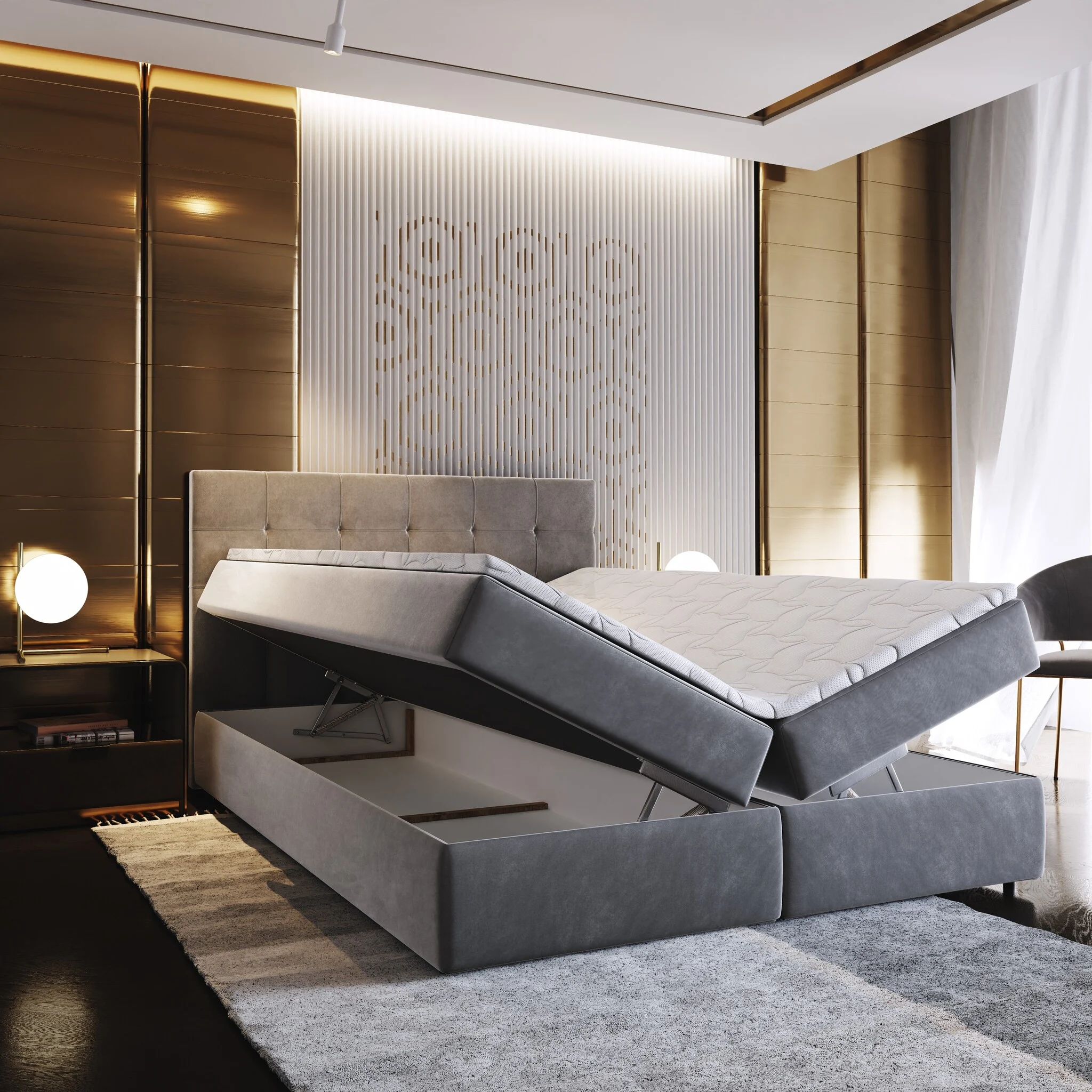 RETOURDEAL Opberg Boxspring 180 x 200 - Antraciet | Dubai (Niet in originele verpakking / Kans op stofschade)