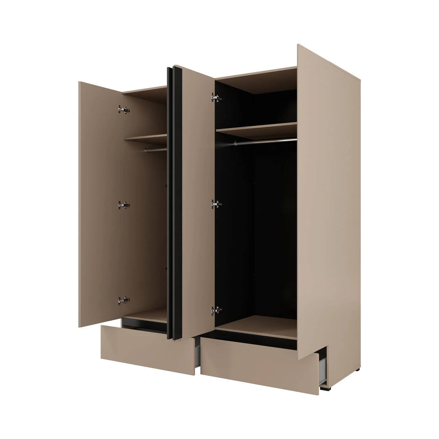 ACTIEDEAL Kledingkast Crotone - Taupe - 4-Deurs met Lades