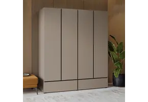 ACTIEDEAL Kledingkast Crotone - Taupe - 4-Deurs met Lades