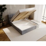 ACTIE Opbergbed 200 x 200 - Stof Antraciet | Monza - Zonder Matras + Metaal incl. gasdruk veren