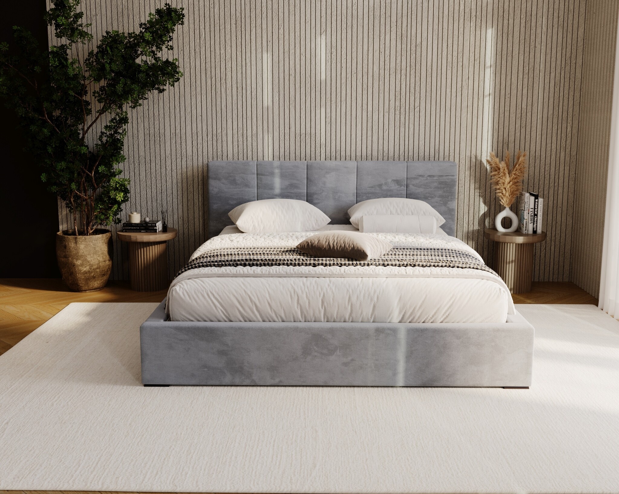 ACTIE Opbergbed 200 x 200 - Stof Antraciet | Monza - Zonder Matras + Metaal incl. gasdruk veren