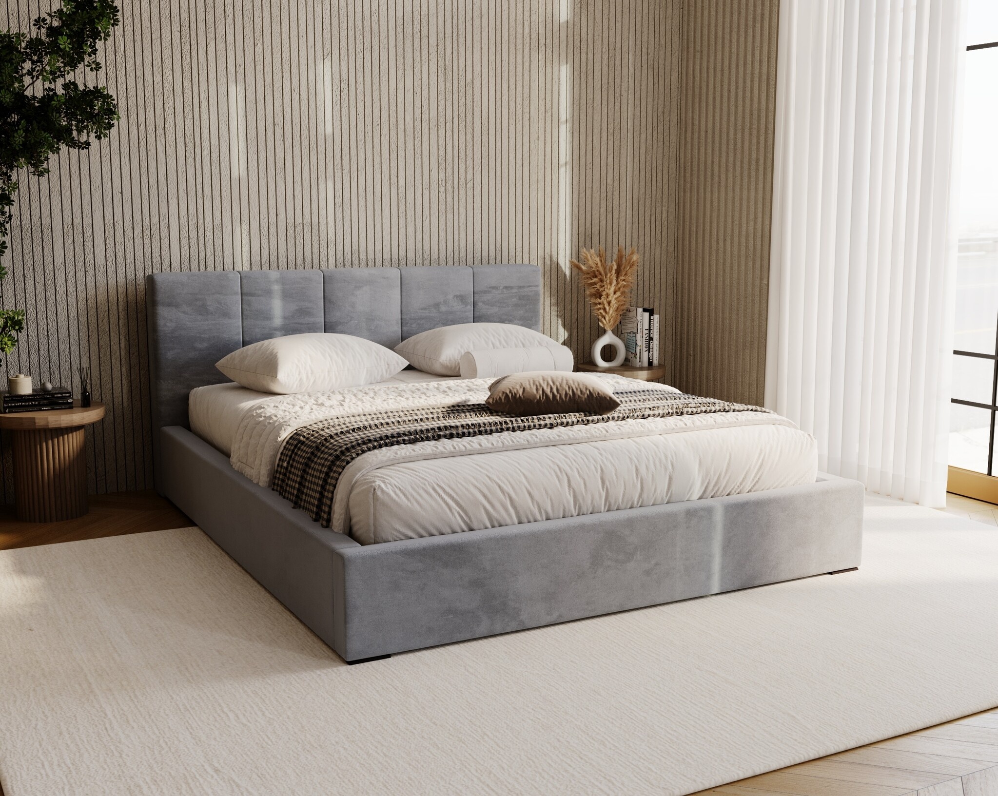 ACTIE Opbergbed 200 x 200 - Stof Antraciet | Monza - Zonder Matras + Metaal incl. gasdruk veren