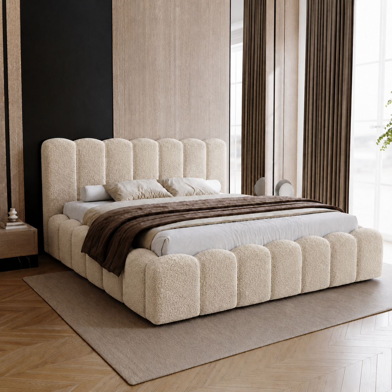 ACTIEDEAL Opbergbed 180 x 200 - Teddy Creme | Zonder Matras incl. metalen Gasdrukveren