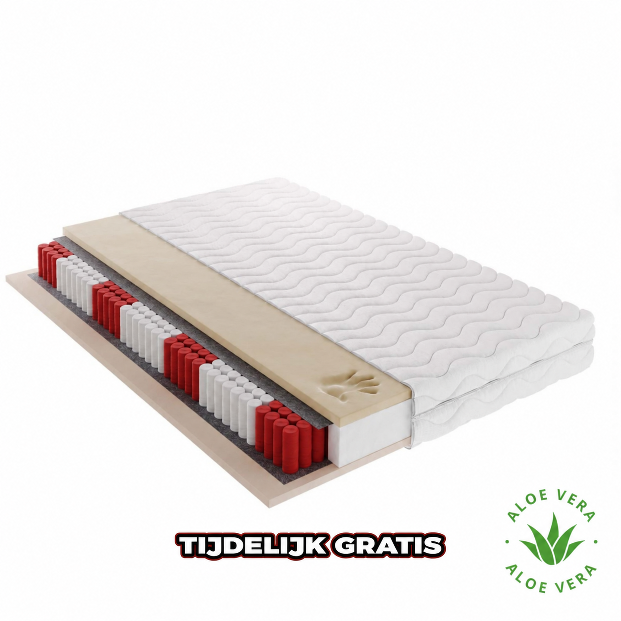 Pocketveringmatras Traagschuim - GRATIS Aloë vera tijk - 21 cm