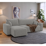 ACTIE Hoekbank Teddystof Grijs - Slaapbank met opbergruimte - Pim L