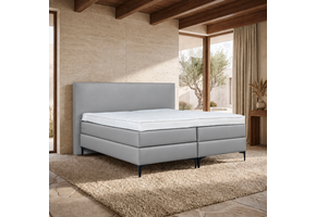 ACTIE vlakke Boxspring 180 x 200 - Skaileer Grijs | Antislip - Hoofdbord Glad - Pocketvering tot 160 kg