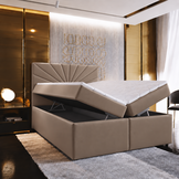 ACTIE Opbergboxspring 180 x 200 - Skaileer Beige | Hoofdbord Sunny - 40 cm Opslagruimte - GRATIS TOPPER