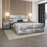 ACTIE Vlakke boxspring 180 x 200 Velvet Croco Zilver | Incl. Croco Voetbord + 1x Medium & 1x Stevig Pocketmatras tot 120 kg - GRATIS TOPPER