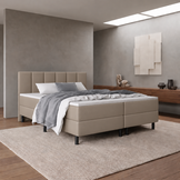 ACTIE Vlakke boxspring 180 x 200 Skaileer Beige | GRATIS TOPPER - Monza + 30 cm Pocketvering boxen + 2x Medium Pocketvering tot 160 kg