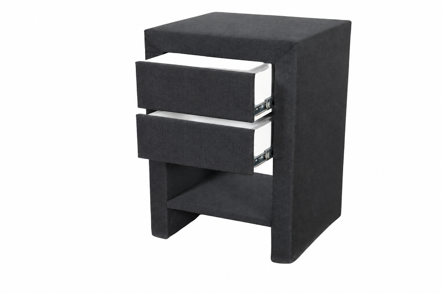 ACTIE Vlakke boxspring 180 x 200 Stof Antraciet | Incl. Voetbord Austin + 1x Medium & 1x Stevig Matras Pocketvering tot 160 kg + 2x Hockers met lade & Dekenkist