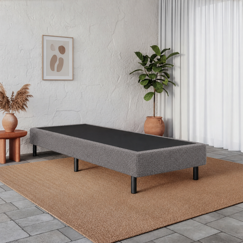 ACTIE 2x Vlakke boxspring Box 90 x 220 Teddystof Grijs