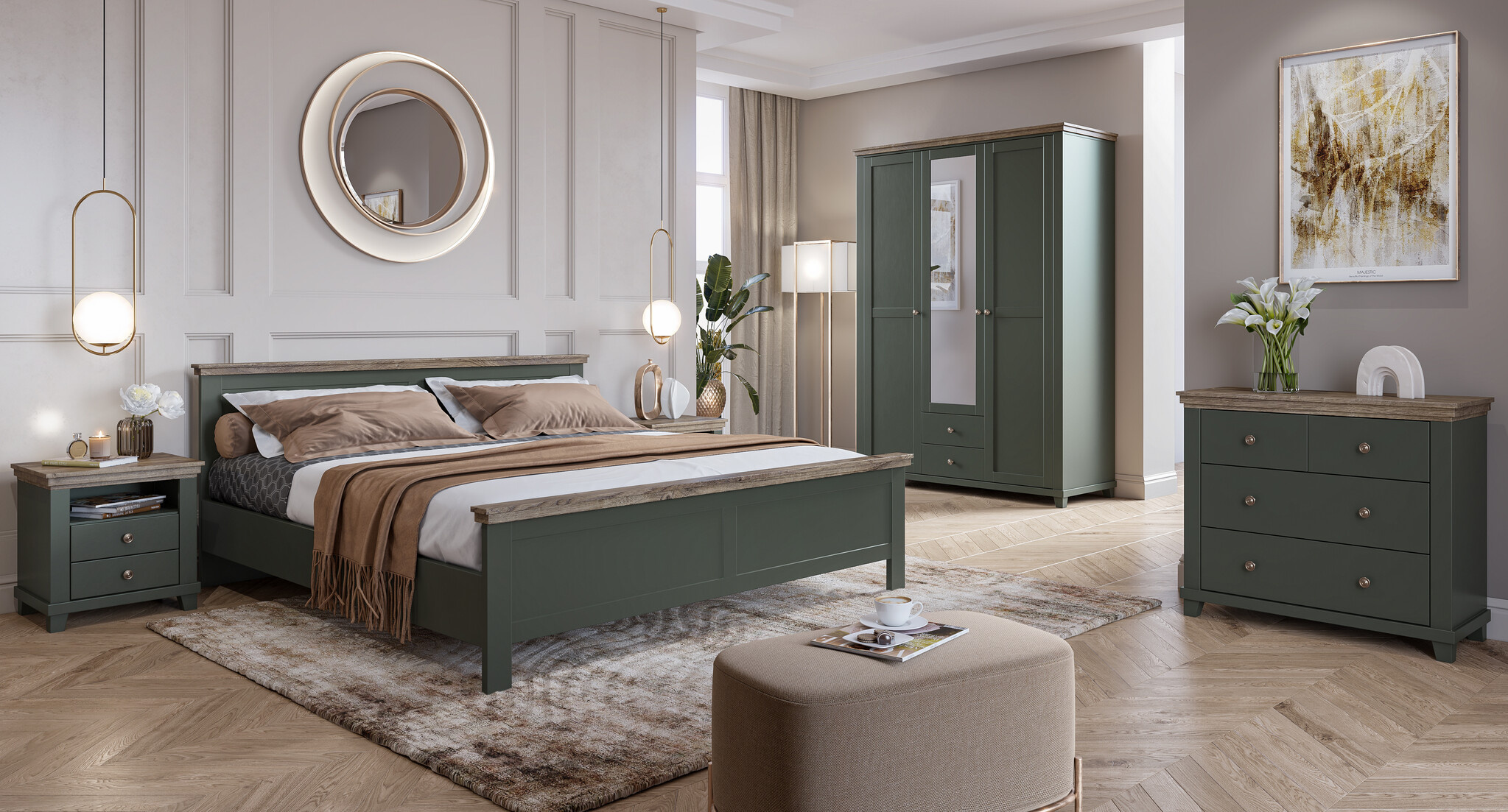 ACTIE Houten bed 180 x 200 Evoke - Groen | Incl. lattenbodem - Zonder Matras
