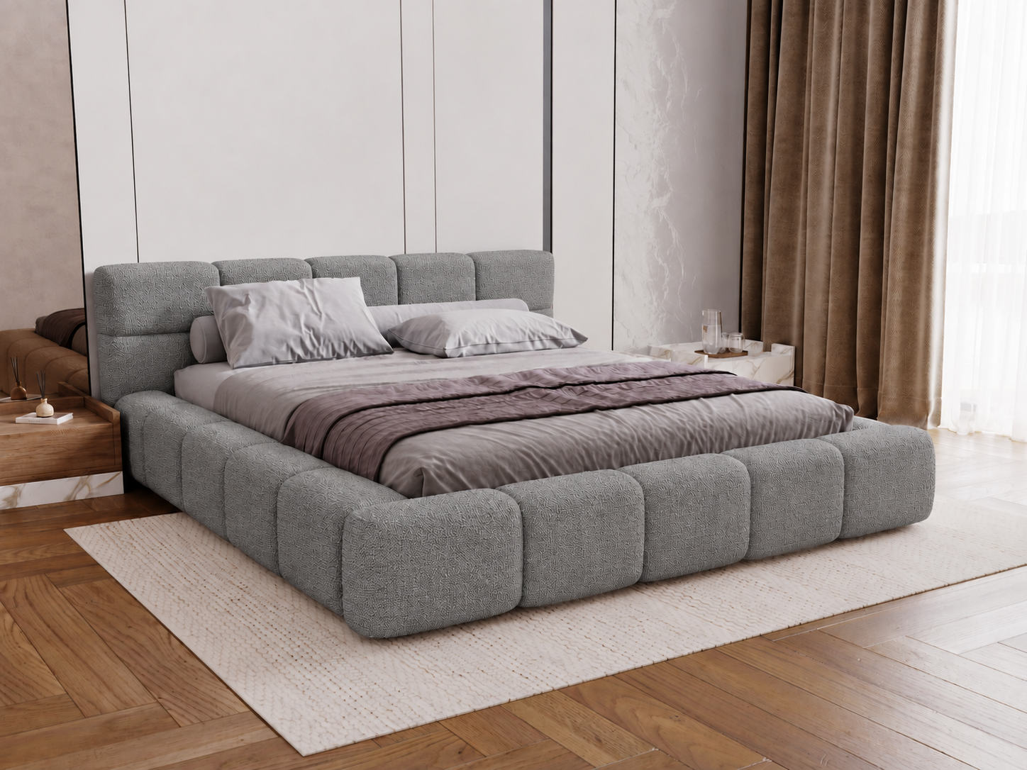 ACTIE Opbergbed 160 x 200 - Stof Grijs | Coco - Zonder Matras + Hout incl. mechanische veren