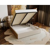 ACTIE Opbergbed 160 x 200 - Stof Beige | Olivio - Zonder Matras + Metaal incl. gasdrukveren