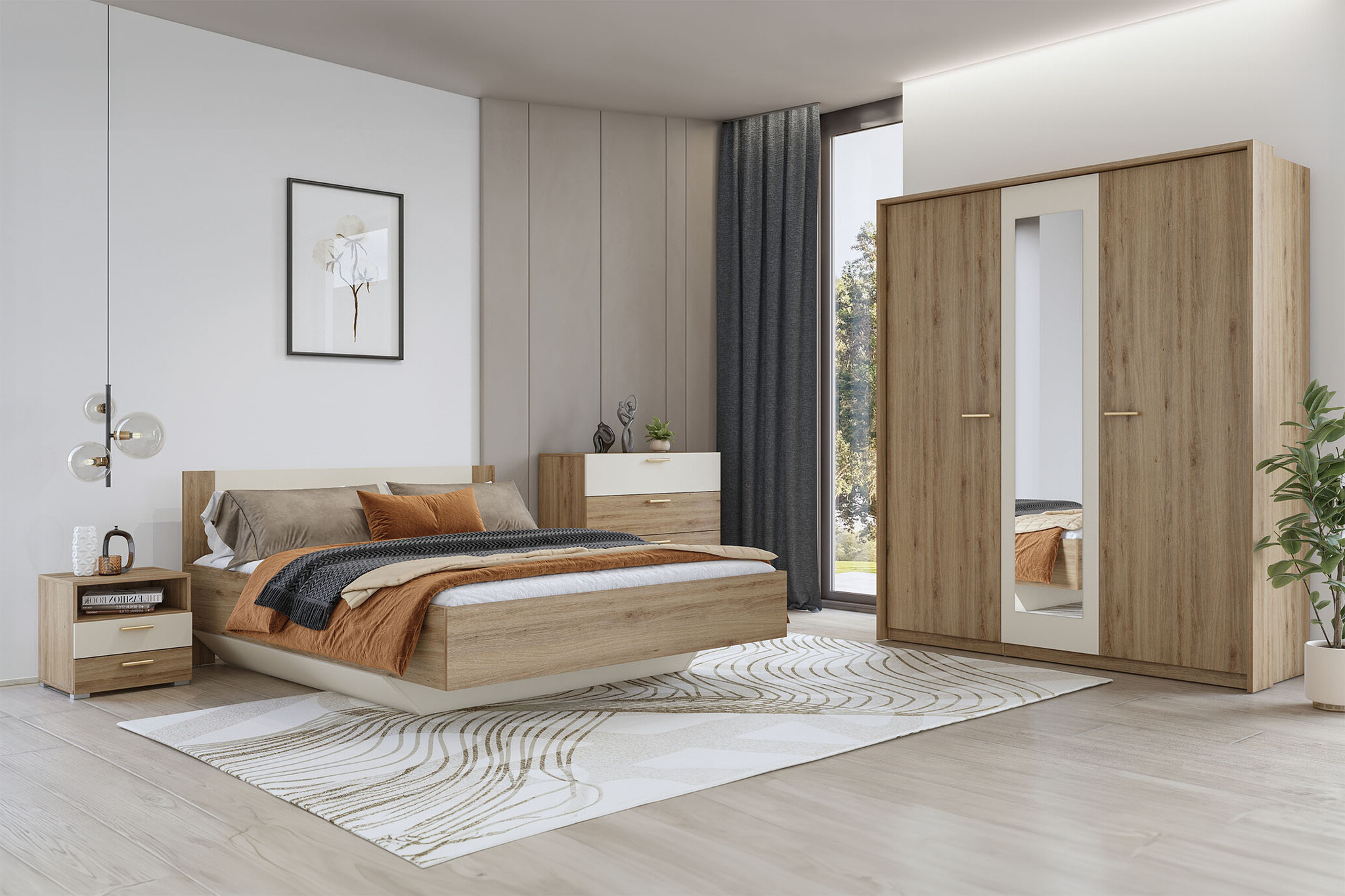 ACTIE Houten bed met opbergruimte 160 x 200 - Wotan Eiken | Verdal - Zonder Matras
