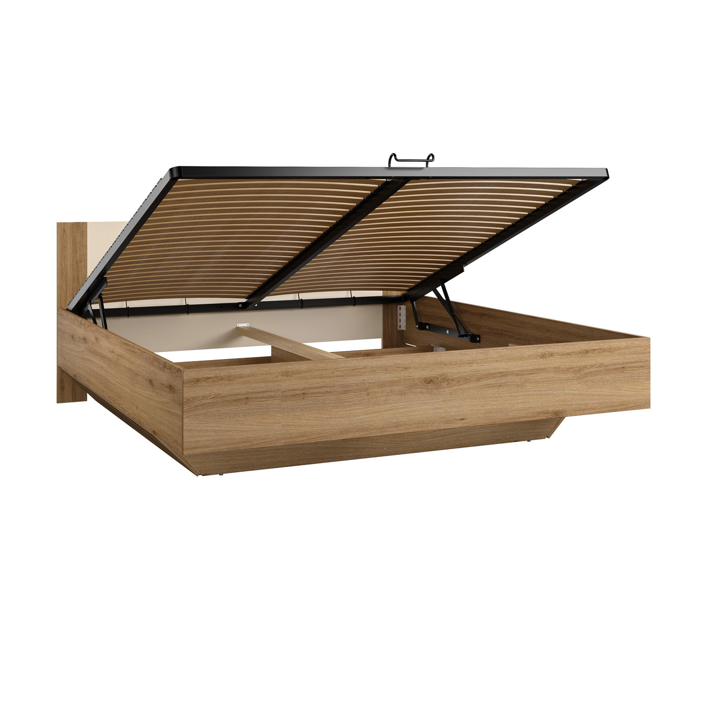 ACTIE Houten bed met opbergruimte 160 x 200 - Wotan Eiken | Verdal - Zonder Matras