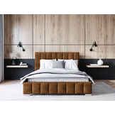 ACTIE Opbergbed 160 x 200 - Suede Cognac | Abel - Zonder Matras + Metaal incl. gasdrukveren