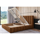 ACTIE Opbergbed 160 x 200 - Suede Cognac | Abel - Zonder Matras + Metaal incl. gasdrukveren