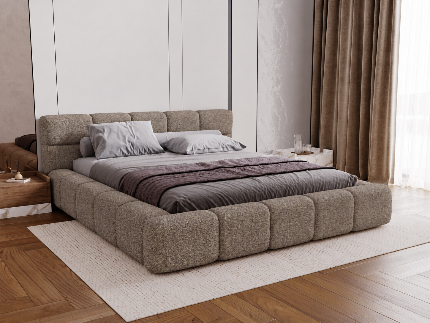 ACTIE Bedframe 140 x 200 - Velvet Ecru | Como - Zonder Matras & Opbergframe