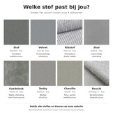 Hoekbank Esmee met luxe stoffen en kleuren naar keuze!