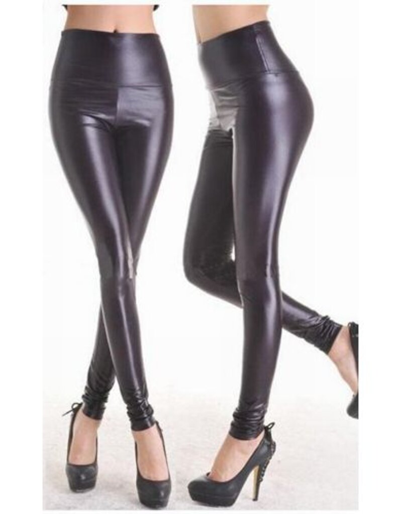 ZWARTE WETLOOK LEGGING