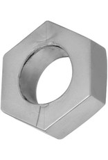 Master Series SILVER HEX HEAVY DUTY COCK RING AND BALL STRETCHER