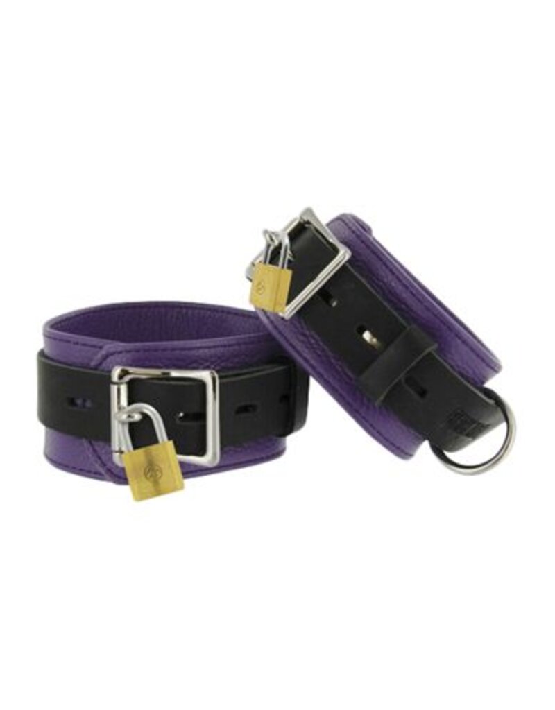 Strict Leather PURPLE AND BLACK DELUXE LOCKING CUFFS
